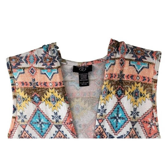 Woman's Hooded Poncho Jacket Cardigan Long Top Layer Multi-Colored Size L JH1153 - Picture 3 of 3